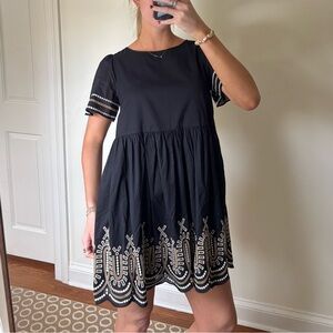 Madewell Black Embroidered Tshirt Dress
